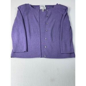 Gianni Purple Silk Blend Knit Set Cardigan and Short Sleeve Top SZ M Y2K Spring